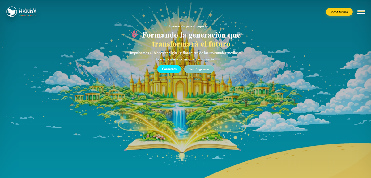 Landing page Fundación Hands desarrollado por Wala Digital Montería